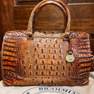 Brahmin Crocodile Embossed Leather Satchel
